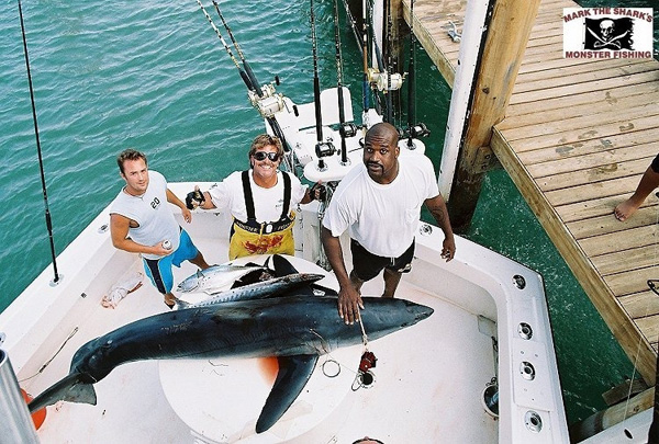 SHAQ AND MARK THE SHARK with big MAKO SHARK 1